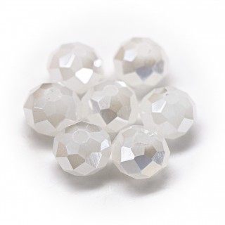 Бусины рондели 8*6мм, белый матово-прозрачный с покрытием АВ.